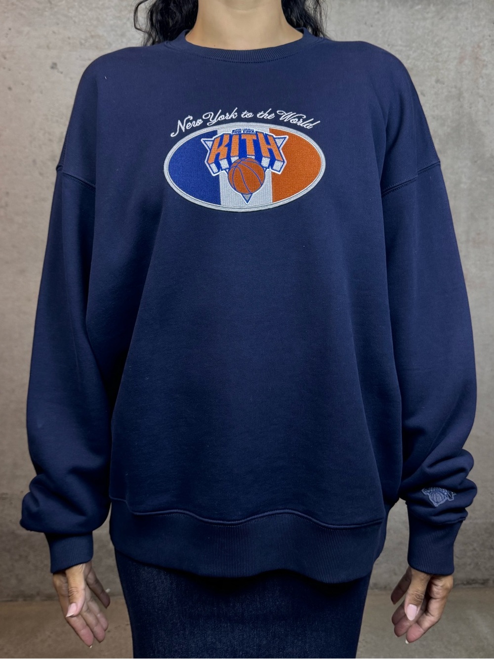 Kith Navy 'New York to the World' Crewneck Sweater Men’s Medium LIKE NEW